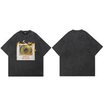 Hip Hop  Retro Washed Black TShirt Streetwear Watch Me Burn Eye Graphic T Shirt Cotton Men Tshirt Unisex Tops Tees Hipster S