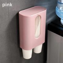 1 Pcs Household Disposable Cup Holder Automatic Cup Extractor Water Dispenser Water Cup Holder Punch Free Paper Cup Storage Rack rožinė