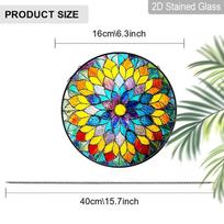 2D Flat Stained Glass Rainbow Mandala Window Decoration, 6.3/7.87inches Colored Glass Plate with Chain, Charming Indoor/Outdoor Sun Catcher Home 6.3inch
