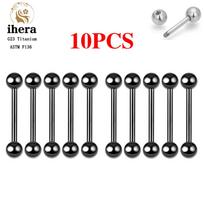 5/10PCS G23 Titanium Piercing Long Industrial Barbell Ring Tongue Nipple Bar 14G 16G Internal Thread Ear Cartilage Body Jewelry 14G 1.6x12x4x4mm
