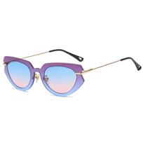 Rimless Cat Eye Sunglasses Female One-Piece Transparent Gradient Frame Sun Eyewear Designer Eyeglasses Sun Eyewear Oculos UV Protection 400 Gold