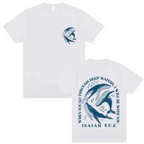 When You Go Through Deep Waters.i Will Be with You Graphic T-shirts Men Women Whale Shark Print T Shirt Male Fashion Summer Tees S įvairiaspalvis