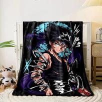 Dynamic anime style with dark, spiky hair and swirling elements. for all seasons blanket lunch break throw gift 80cm x 120cm