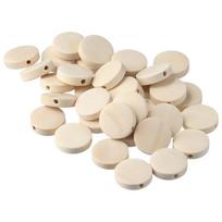 200 vnt. Plokšti apvalūs mediniai karoliukai Mediniai 15 mm Medinis apvalus monetos formos laisvi karoliukai Skylė: 2 mm natūralaus medžio