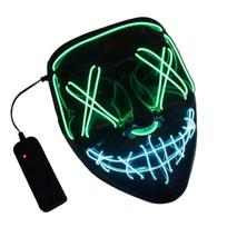 Halloween LED Luminous Mask Letter V Horror Ghost Face Mask Holiday Cosplay Halloween Costume Masquerade Carnival Gift žalia