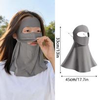 Women Sun Protection Face Mask with Drinking Hole Ice Silk Cooling UV Block Neck Cover for Cycling Outdoor Summer Accessories tamsiai pilka spalva