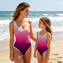 Girls One Piece Swimsuit Gradient Print Round Neck Sleeveless Swimwear Suitable for Swimming Pool Beach and Water Activities 110