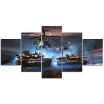 No Framed 5 Pieces Battlefield 5 Video Game Aircraft and Tanks Wall Art Canvas Posters Pictures Paintings Home Decor for Bedroom 20x35cm*2  20x45cm*2  20x55cm*1