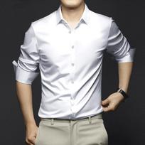 Men's Breathable Casual Shirt Plus Size Shirt Business Long Sleeve Shirt Smooth Office Shirt XS tamsiai pilka spalva