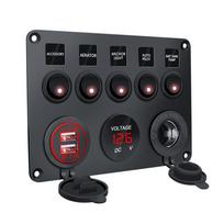 12v 24v 5 Gang Marine Boat Switch Panel Led vandeniui atspari grandinė su voltmetru dviguba USB valčių jachtos atsarginėms dalims raudona