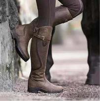 Batai Moterims Aukštakulniai Virš Kelio Ilgi Zomšiniai Iki Kelio Kvadratiniai Šlaunį Aukšti Dydis 43 moteriški odiniai batai Jodinėjimo aulinukai Motociklininko batai 35 tamsiai ruda spalva
