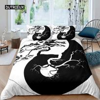 Yin Yang patalynės užvalkalų komplektas Boho Trippy Art Twin antklodės užvalkalas Gossip Tradicinis Ying Yang tema King Size poliesterio antklodės užvalkalas EU single(135x200cm)