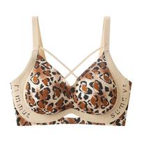 Sexy Leopard Print Lingerie Women's One-piece Underwire Bra Large Size Underwire Bra No Underwire Collection Accessory Breast Anti Sagging Bra M