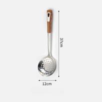 Thickened Stainless Steel Colander with Wooden Handle Grease-separated Noodle Drain Household Cooking Utensils for Cooking