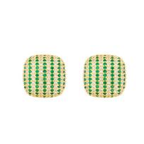 Needle French Retro Haute Geometric Earrings Elegant Micro-Zircon Checkerboard Earrings Studs