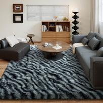 Gnizama pūkuotas ilgo plauko zebrų rašto kilimas miegamajam, skalbiamas didelis svetainės kilimas, itin minkštas vidaus pliušinis kilimas. 5x7ft 150x210cm zebro rašto spalva