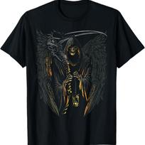 Angel of Death Grim Reaper Scary Halloween Occult Dark Art T-Shirt S juoda