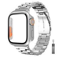 Change To Ultra 2+Titanium Metal Strap for Apple Watch 44mm 45mm 41mm 42mm 40mm 49mm for iwatch 9 8 7 6 SE 5 Ultra 2 Case Strap 44mm-Series 6 5 4 SE