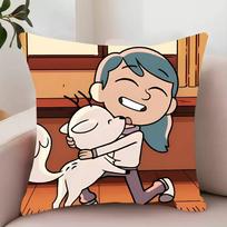 Cute Cartoon H-HildaS Pillow Case Decor Protective Covers Comfortable soft for Sofa Living Room Home office 12x12Inch