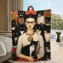 Art F-Frida-ES K-Kahlo Painter Blanket Flannel warm comfort soft plush blanket For Picnic Beds Sofas Homes And Bedrooms 30x40in