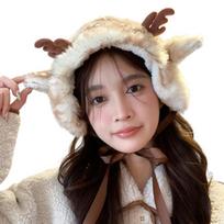 Cute Head Wrap Hair Bands for Ear Warmer Furry Reindeer Horn Puppy Ear
