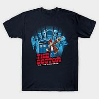 Men Black Print T-shirt The Doctor Vs. The Universe 11Th Edition No-Cut Transfer Paper Print Cotton Tshirt S tamsiai mėlyna