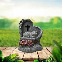 Outdoor Pet Memorial Marker for Small Animals with Solar Light Cat gray