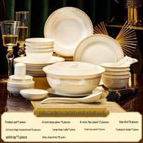 Jingdezhen prabangus kaulinio porceliano indų rinkinys, 46 dalys white