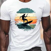 Kaitlenčių saulėlydžio grafinis marškinėlis vyrams Kvėpuojantis medvilninis kasdienis trumpomis rankovėmis T-shirt Lauko vandens sportas S gray