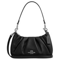 Coach Teri 26 Logo Zip Closure Leather Tote Crossbody Shoulder Bag Medium Women bags Black CT761-SVBLK Basic Set (Bag+Dust Bag)
