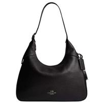 Coach Ella 21 odinė rankinė su logotipu, peties rankinė, maža moteriška rankinė, juoda, metalo spalvos, CDV36-QBBK Basic Set (Bag+Dust Bag)