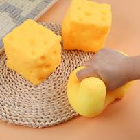 Simulation Cheese Cube Fidget Toy, Soft Giant Squeeze Ball for Students Office Stress Relief
