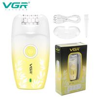 VGR V-738 Electric Shaver Hair Removal Device Rechargeable Professional Women's Shaver Gradient Hair Removal Device Home-use Full-body Epilator geltona