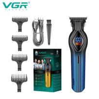 New VGR V-921 Cordless 7000RPM Electric Beard Trimmer Men's Hairdresser Set with LCD Digital Display Rechargeable Hairdresser Home Razor Shaver mėlyna