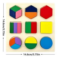1 vnt 14,6 cm/5,75 col. Mediniai 3D dėlionės Montessori žaidimai Vaikams Geometrinės formos Spalvų mokymasis Edukaciniai žaislai vaikams