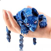 3D Spausdintas Sfinkso Katės Gyvūnas Žaislas Realistiška Plikė Figūrėlė Sąnarių Katės Fidget Žaislas Stalo Dekoracijos Streso Atsarginis Žaislas mėlyna