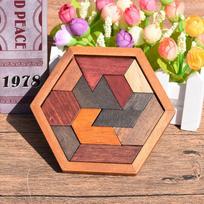 Montessori Logic Thinking Training Jigsaw Puzzle Wooden Hexagon Tangram Learning Kids Toys Educational Rompecabezas De Madera