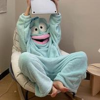 Cartoon Monster Funny Onesie Pajamas - Thick Coral Fleece Winter Homewear for Couples XXL