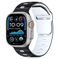 Straps For Apple Watch Ultra 2 Band 49mm 45mm 46mm 44mm 42mm Rugged Sport Silicone Bracelet correa IWatch Series 10 SE 9 8 7 6 44 45 46 49mm juoda balta spalva