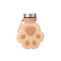 Foldable Cat Paw Water Cup with Carabiner Silicone Sports Kettle Children Drinking Bottle  Gym Use kava