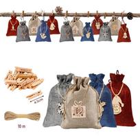 24pcs Burlap Drawstring Advent Calendar Christmas Candy Gift Bags