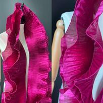 Metalizuotas Blizgus Didelės Bangos Nėrinių Audinys 15 cm Pločio Mada Klostuotas Tinklelis Organza Rašyto Suknelės Priedai DIY Stilius Siuvimas rožinė raudona spalva
