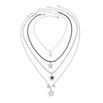 Hollow Out Beaded Necklace Spiral Pendant Y2K Metal Necklace Cool Star Pendant Necklace  Women Style B