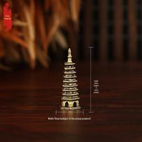 Brass Pavilion Bonsai Landscape Miniature: Retro Micro-Landscape House with Pool Ornaments