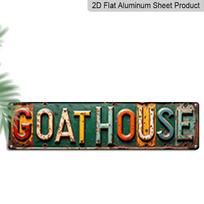 2D Flat, 1pc Rustic  GOAT HOUSE  Metal Wall Sign - Vintage Farmhouse Outdoor/ Decoration with Weathered Look - 15.7×3.94 Inch GOAT HOUSE Lettering 40cm x 10cm