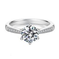 6.5mm Round Cut Six Prong Solitaire Pave Shank Moissanite Engagement Ring S925 Sterling Silver For Women US Size 5 balta