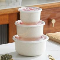 Food Grade PP Storage Containers with Airtight Lids Set of 3 Round Food Storage Bowls for Refrigerator Vegetable and Dry Food Preservation one size smėlis