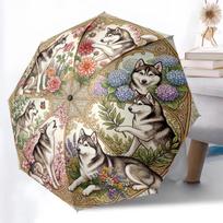1pc Sturdy 8-Bone Auto Umbrella, Ethereal Floral Husky Umbrella, Digital Printed, Foldable Umbrella for On-the-Go Outdoor Use