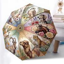 1pc Sturdy 8-Bone Auto Umbrella, Majestic Desert Goat Umbrella, Digital Printed, Foldable Umbrella for On-the-Go Outdoor Use