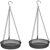2 Piece Hanging Bird Feeder with Tray,Metal Mesh Hanging Bird Feeders for Large Bird,Outdoor Bird Feeder Platform Hanging Tray,for Outdoor 2-Pack juoda